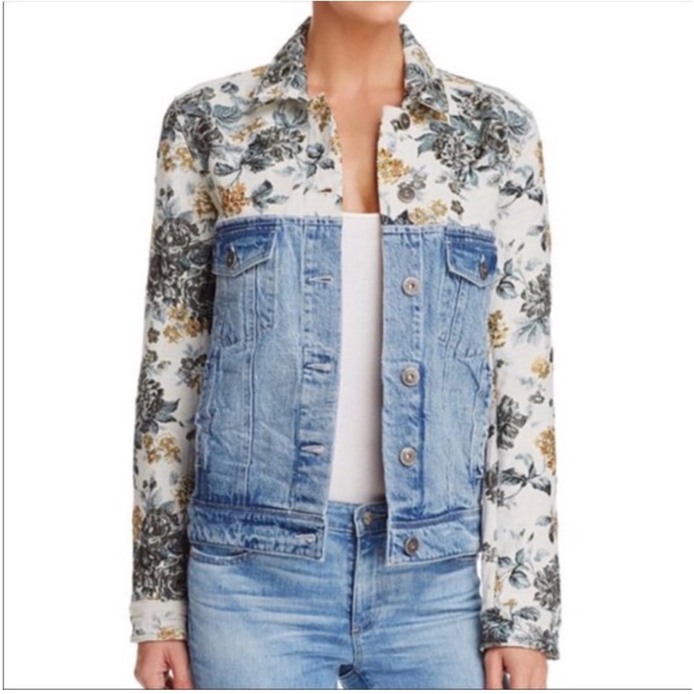 PAIGE floral brocade denim jacket